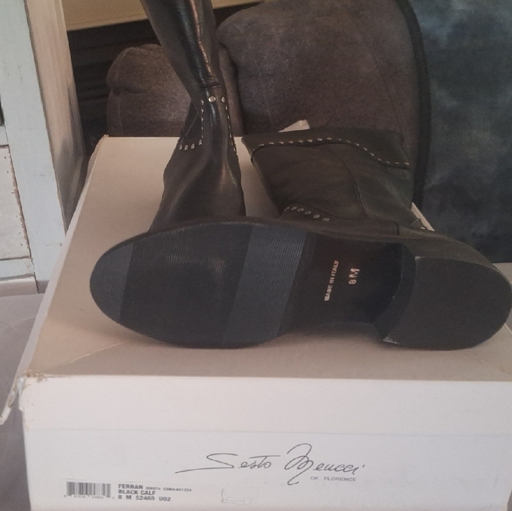 NWT ITALIAN LEATHER Sesto Meucci Black Leather Ankle Boots